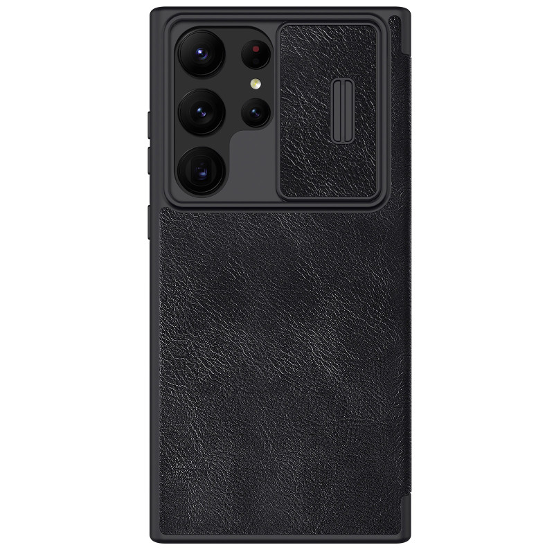 Nillkin Qin Leather Pro dėklas, skirtas Samsung Galaxy S23 Ultra Flip Cover Camera Protector Black