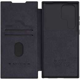 Nillkin Qin Leather Pro dėklas, skirtas Samsung Galaxy S23 Ultra Flip Cover Camera Protector Black
