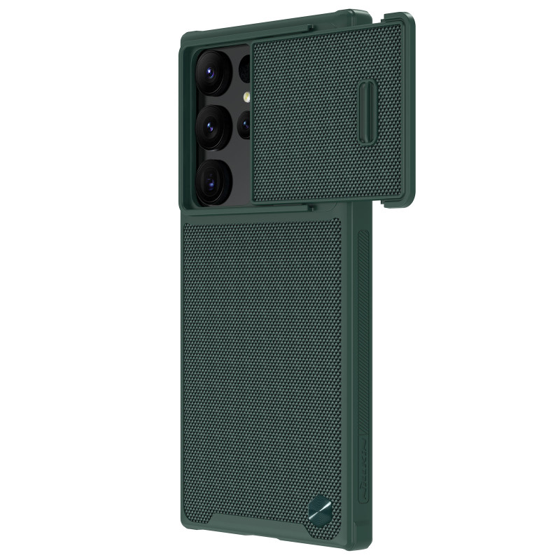 Nillkin Textured S Case Samsung Galaxy S23 Ultra šarvuotas dangtelis su žalios spalvos fotoaparato dangteliu