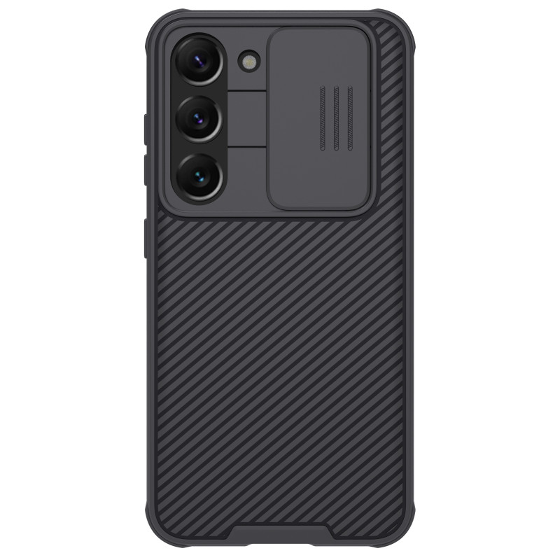 Nillkin CamShield Pro dėklas, Samsung Galaxy S23+ dėklas, dangtelis su fotoaparato dangteliu, juodas