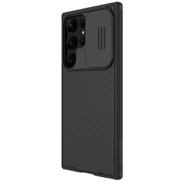 Nillkin CamShield Pro dėklas, skirtas Samsung Galaxy S23 Ultra, dangtelis su fotoaparato dangteliu, juodas