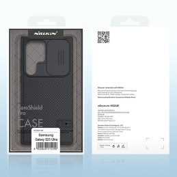 Nillkin CamShield Pro dėklas, skirtas Samsung Galaxy S23 Ultra, dangtelis su fotoaparato dangteliu, juodas