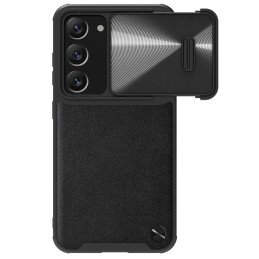 Nillkin CamShield Leather S dėklas, skirtas Samsung Galaxy S23 dėklui su juodu fotoaparato dangteliu