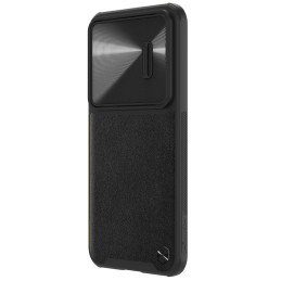 Nillkin CamShield Leather S dėklas, skirtas Samsung Galaxy S23+ dangtelis su juodu fotoaparato dangteliu