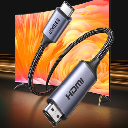 USB C – HDMI 2.1 8K 60 Hz laidas 1,5 m Ugreen CM565 – pilkas