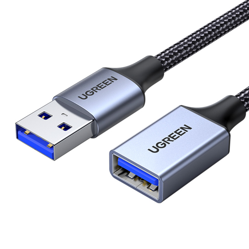 Ugreen ilgintuvo adapterio kabelis USB (vyriškas) - USB (moteris) 3.0 5Gb/ s 2m pilkas (US115)