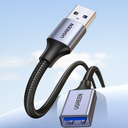 Ugreen ilgintuvo adapterio kabelis USB (vyriškas) - USB (moteris) 3.0 5Gb/ s 2m pilkas (US115)
