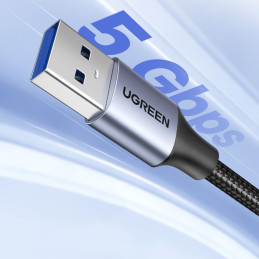 Ugreen ilgintuvo adapterio kabelis USB (vyriškas) - USB (moteris) 3.0 5Gb/ s 2m pilkas (US115)