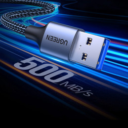 Ugreen ilgintuvo adapteris USB (vyriškas) - USB (moteris) 3.0 5Gb/ s 1m pilkas (US115)