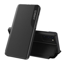 Eco Leather View Case elegantiškas atverčiamas dėklas su stovo funkcija, skirtas Samsung Galaxy A02s EU black