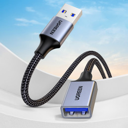 Ugreen ilginamojo laido adapteris USB (vyriškas) – USB (moteris) 3.0 5Gb/ s 0.5m pilkas (US115)