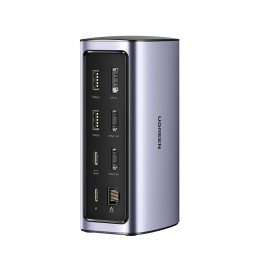 Ugreen daugiafunkcė prijungimo stotelė HUB 12in1 USB C USB HDMI DP RJ45 AUX SD TF pilka (CM555)