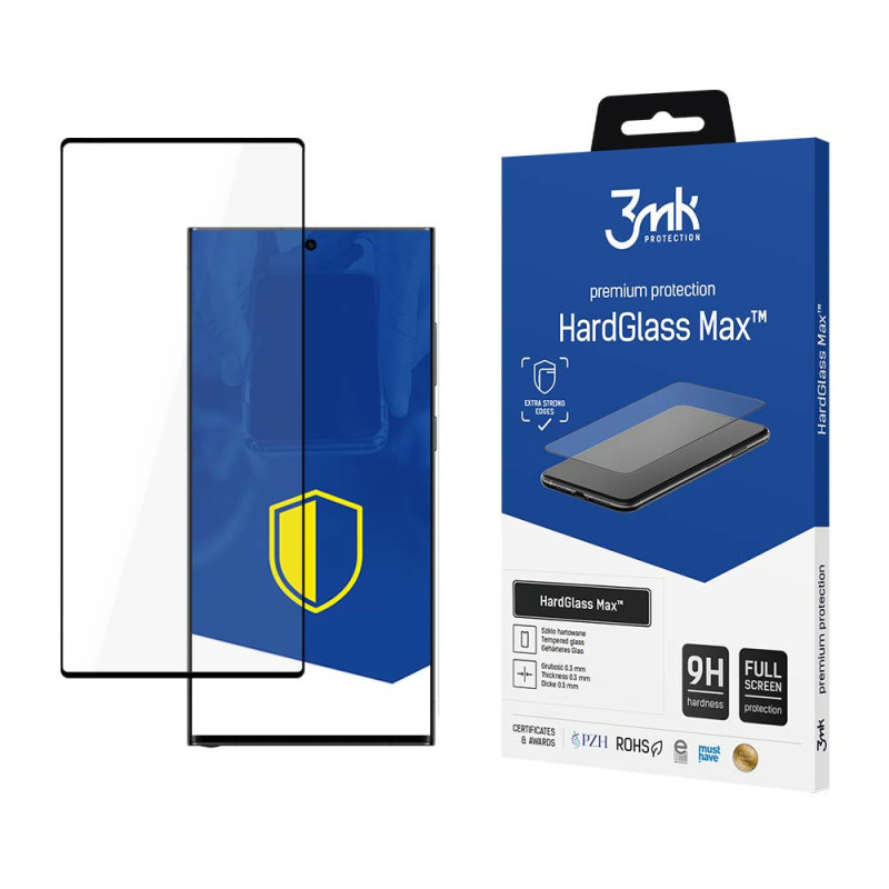 9H 3mk HardGlass Max™ pirštų atspaudų stiklas, skirtas Samsung Galaxy S23 Ultra