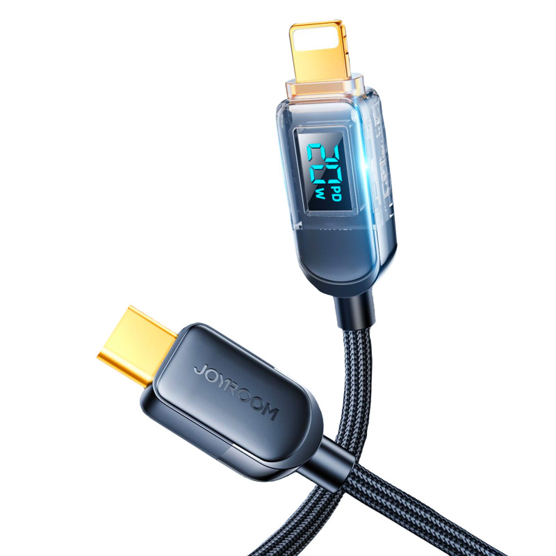 Joyroom A4 USB-C / Lightning 20W 1,2 m laidas su ekranu - juodas