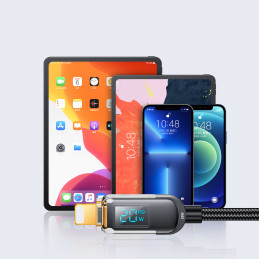 Joyroom A4 USB-C / Lightning 20W 1,2 m laidas su ekranu - juodas
