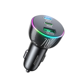 Joyroom automobilinis įkroviklis 70 W su 3 prievadais: USB, 2 x USB C juodas (JR-CL26)