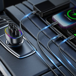 Joyroom 70W automobilinis įkroviklis su 4 prievadais: 2 x USB C, 2 x USB juodas (JR-CL29)