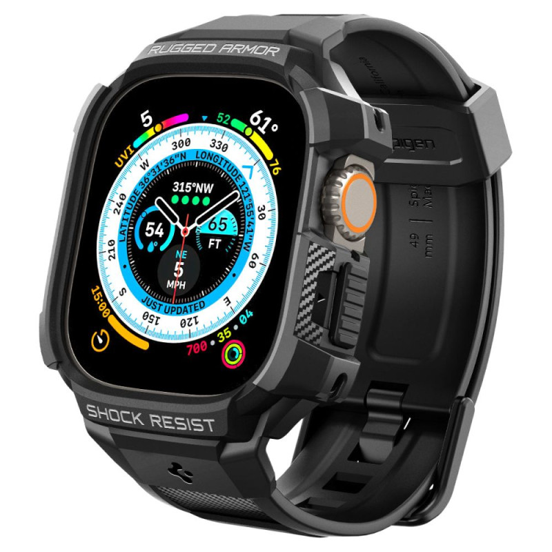 Spigen Rugged Armor Pro dėklas su dirželiu Apple Watch Ultra (49 mm) - juodas