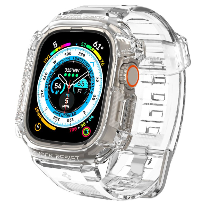 Spigen Rugged Armor Pro dėklas su dirželiu Apple Watch Ultra (49 mm) - skaidrus