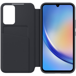 „Samsung Smart View“ piniginės dėklas, skirtas „Samsung Galaxy A34 5G“ su išmaniuoju atvartu, kortelės piniginė juoda (E...