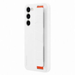 „Samsung Silicone Grip Cover“ dėklas, skirtas „Samsung Galaxy S23+“ silikoniniam dėklui su rankiniu dirželiu, baltas (EF...