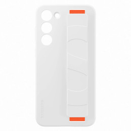 „Samsung Silicone Grip Cover“ dėklas, skirtas „Samsung Galaxy S23+“ silikoniniam dėklui su rankiniu dirželiu, baltas (EF...