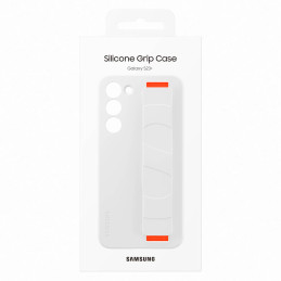 „Samsung Silicone Grip Cover“ dėklas, skirtas „Samsung Galaxy S23+“ silikoniniam dėklui su rankiniu dirželiu, baltas (EF...