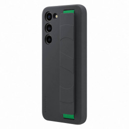 Samsung Silicone Grip Cover dėklas, skirtas Samsung Galaxy S23+ silikoniniam dėklui su juodu rankos dirželiu (EF-GS916TB...