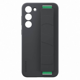 Samsung Silicone Grip Cover dėklas, skirtas Samsung Galaxy S23+ silikoniniam dėklui su juodu rankos dirželiu (EF-GS916TB...