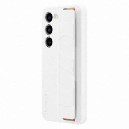 „Samsung Silicone Grip Cover“ dėklas, skirtas „Samsung Galaxy S23“ silikoniniam dėklui su rankos dirželiu, baltas (EF-GS...