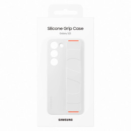 „Samsung Silicone Grip Cover“ dėklas, skirtas „Samsung Galaxy S23“ silikoniniam dėklui su rankos dirželiu, baltas (EF-GS...