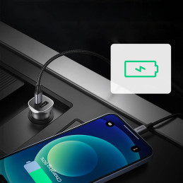 Ugreen greitas USB-A / USB-C 30W PD PPS automobilinis įkroviklis pilkas (CD130)