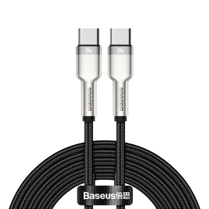 „Baseus Cafule“ serijos metaliniai duomenys USB-C / USB-C PD QC SCP 100W 5A 2 m laidas – juodas