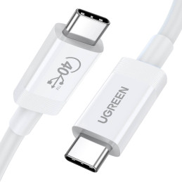 Ugreen US506 USB4 40Gbps 8K 60Hz kabelis USB-C - USB-C PD 100W 80cm - baltas