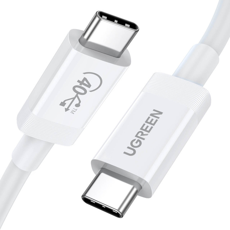 Ugreen US506 USB4 40Gbps 8K 60Hz kabelis USB-C - USB-C PD 100W 80cm - baltas