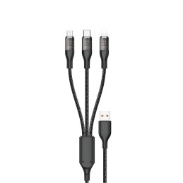 Greito įkrovimo laidas 120W 1m 3in1 USB - USB-C / microUSB / Lightning Dudao L22X - sidabrinis