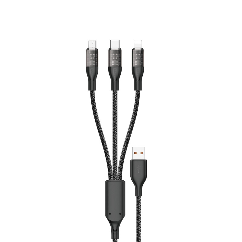Greito įkrovimo laidas 120W 1m 3in1 USB - USB-C / microUSB / Lightning Dudao L22X - sidabrinis