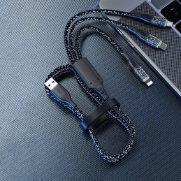 Greito įkrovimo laidas 120W 1m 3in1 USB - USB-C / microUSB / Lightning Dudao L22X - sidabrinis