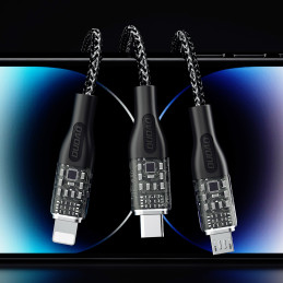 Greito įkrovimo laidas 120W 1m 3in1 USB - USB-C / microUSB / Lightning Dudao L22X - sidabrinis