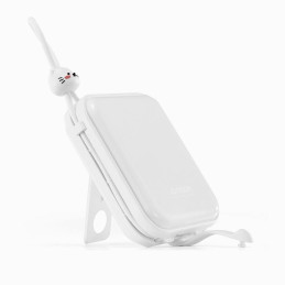 „Joyroom“ maitinimo blokas su USB C ir „Lightning“ laidais bei „Cutie“ serijos stovu 10 000 mAh 22,5 W baltas (JR-L008)