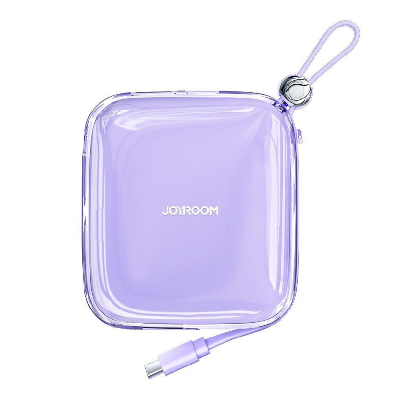 Joyroom Powerbank 10000mAh Jelly Series 22,5W su įmontuotu USB C kabeliu violetinė spalva (JR-L002)
