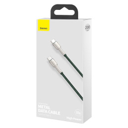„Baseus Cafule“ serijos metaliniai duomenys USB-C / USB-C PD QC SCP 100W 5A 2 m laidas – žalias
