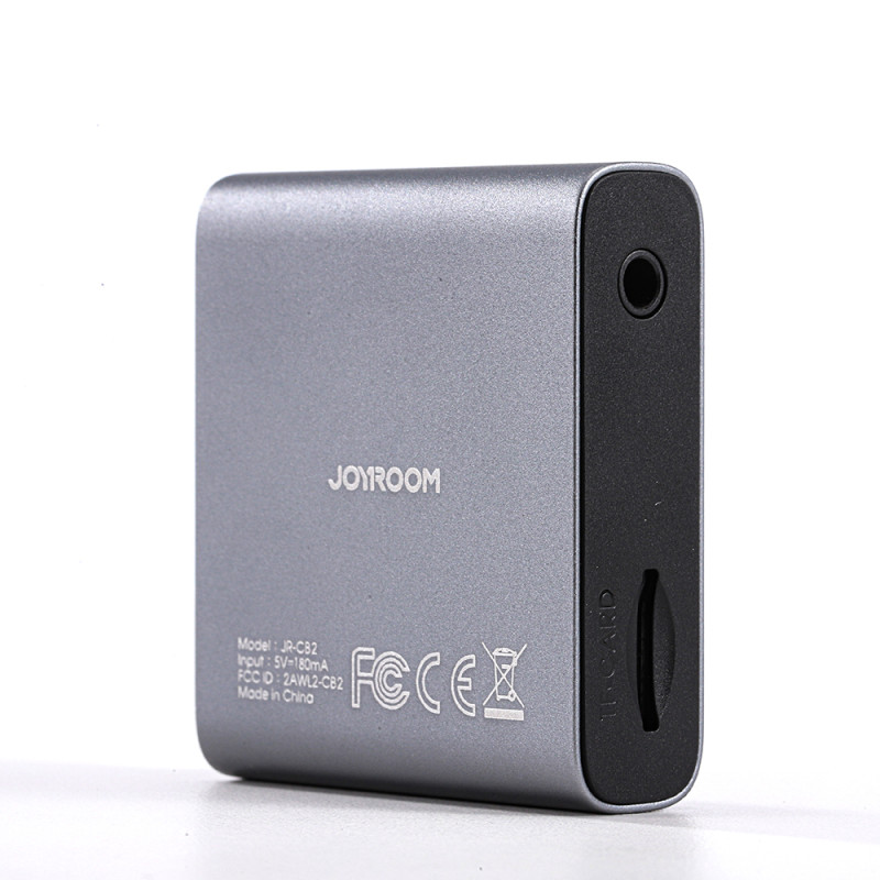 Joyroom JR-CB2 Bluetooth AUX siųstuvas automobiliui, televizoriui - pilkas