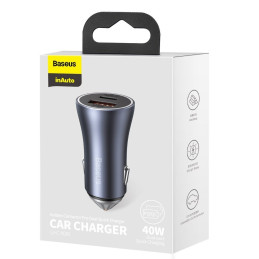 Baseus Golden Contactor Pro greitas automobilinis įkroviklis USB Type C / USB 40 W Power Delivery 3.0 Quick Charge 4 + S...