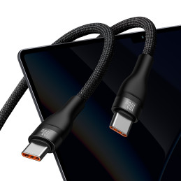 Baseus Flash serija Ⅱ greito įkrovimo laidas 2in1 USB-C - 2xUSB-C 100W 1,5m juodas