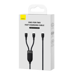 Baseus Flash serija Ⅱ greito įkrovimo laidas 2in1 USB-C - 2xUSB-C 100W 1,5m juodas