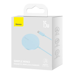 Baseus Simple Mini3 magnetinis įkroviklis MagSafe Qi 15W mėlynas