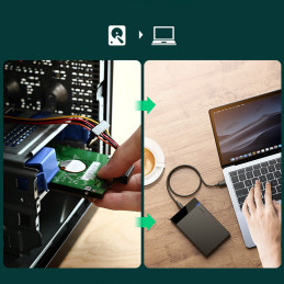 Ugreen adapterio korpusas, skirtas SATA 2,5 colio 6TB USB-C 3.0 disko juodai (US221)