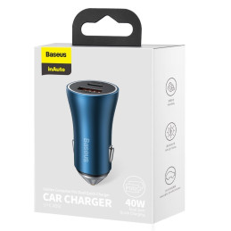 Baseus Golden Contactor Pro greitas automobilinis įkroviklis USB Type C / USB 40 W Power Delivery 3.0 Quick Charge 4+ SC...