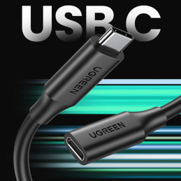 Ugreen 10387 USB-C – USB-C PD QC kabelis 4K 60Hz 100W 5A 10Gb/ s 1m – juodas